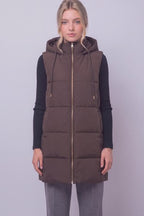 Long Hooded Puffer Vest