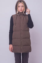 Long Hooded Puffer Vest