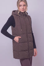 Long Hooded Puffer Vest