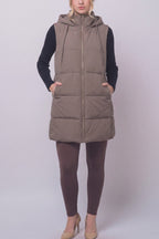 Long Hooded Puffer Vest