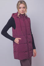 Long Hooded Puffer Vest