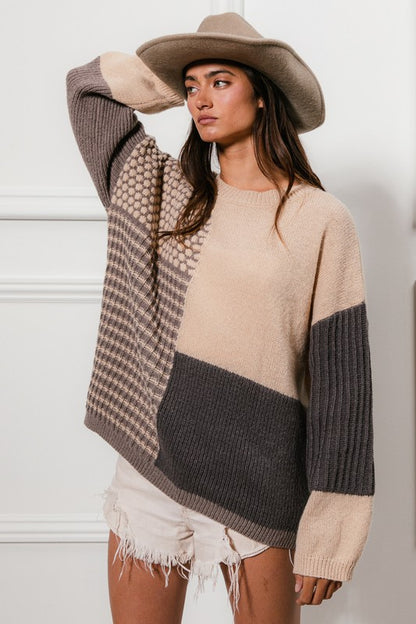 Taylor Mixed Pattern Block Sweater