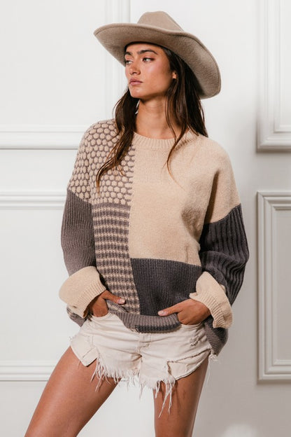 Taylor Mixed Pattern Block Sweater