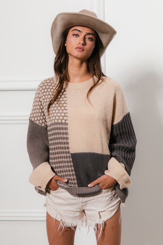Taylor Mixed Pattern Block Sweater