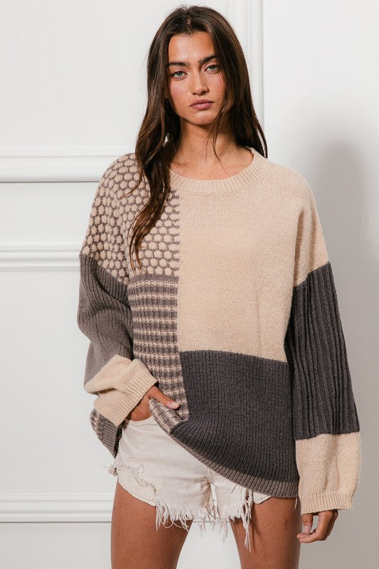 Taylor Mixed Pattern Block Sweater