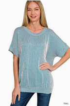 CORDED RIB SHORT SLEEVE TOP