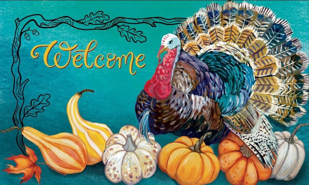 Teal Turkey-Floor Mat