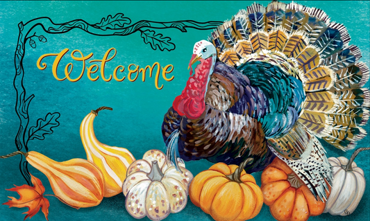 Teal Turkey-Floor Mat