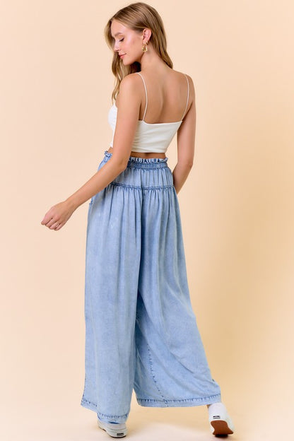 Comfort Tencel Denim Volume Wide-leg Pant W/ Slant Pockets