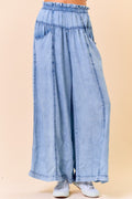 Comfort Tencel Denim Volume Wide-leg Pant W/ Slant Pockets