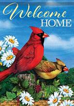 Welcome Cardinal Pair Garden Flag