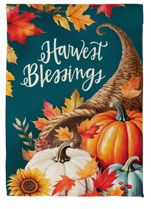 Thanksgiving Harvest Blessings Suede Flag