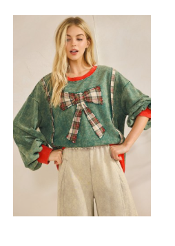The Merry Mineral-wash Bow Pullover