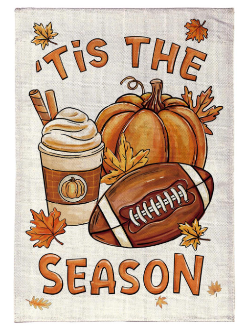 Fall Icon Season Burlap Flag