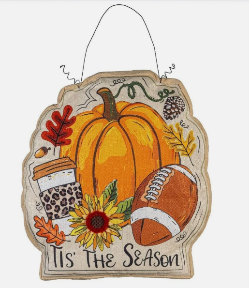 EVERGREEN DOOR HANGER  TIS' THE SEASON  LIGHTED DECOR DECORATIONS