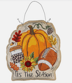 EVERGREEN DOOR HANGER  TIS' THE SEASON  LIGHTED DECOR DECORATIONS