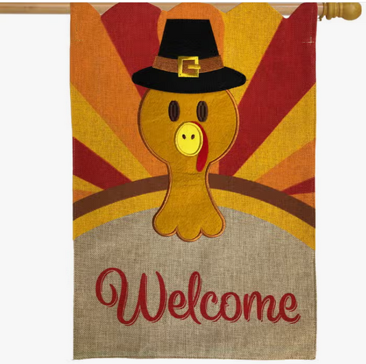 Turkey Burlap Flag