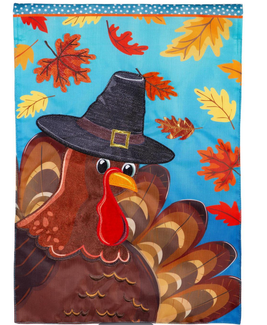 Turkey Time Applique Flag