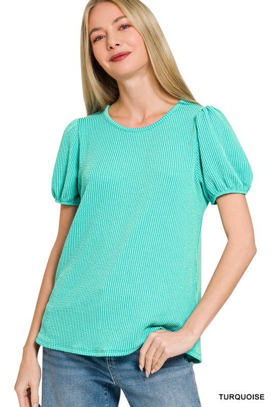 Puff Sleeve Corded Shirt