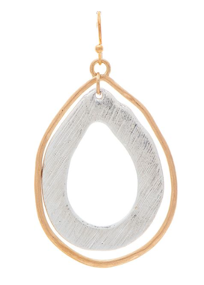 Two Tone Throwback Teardrop Earring