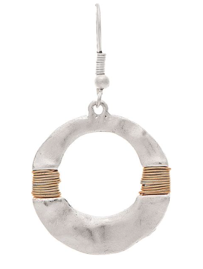 Two Tone Wire Wrap Circle Earring