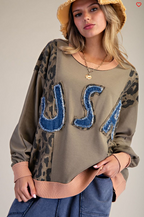 USA PATCH FRONT ANIMAL MIX WASHED PULLOVER