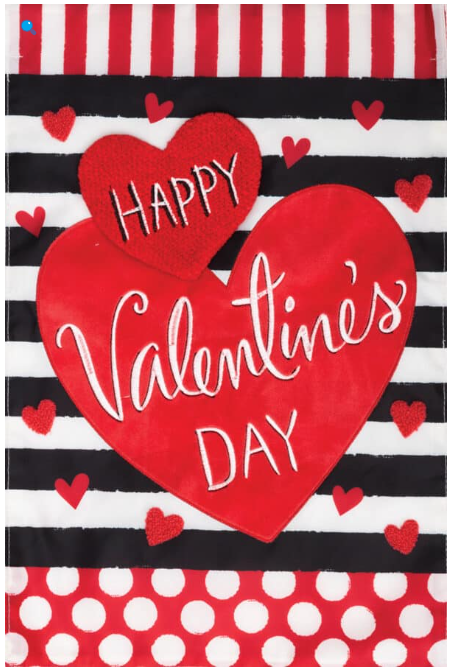 Valentine's Stripes Applique Flag