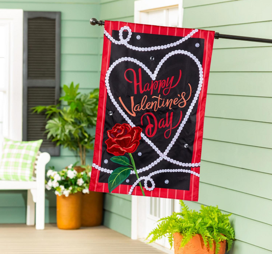 Valentine's Day Pearls Applique Flag