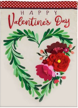 Valentine's Floral Heart Wreath Garden Applique Flag