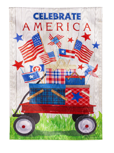 Vintage Patriotic Wagon Moire Flag