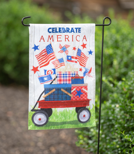 Vintage Patriotic Wagon Moire Flag
