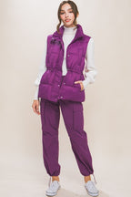 Zip Up Button Puffer Vest with Waist Toggles !