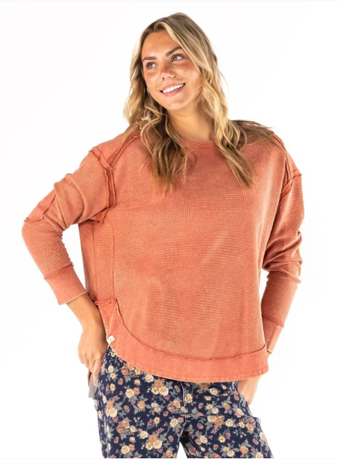 simply southern - Rust Waffle Shirt