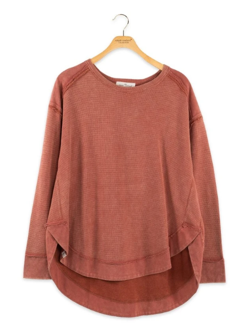 simply southern - Rust Waffle Shirt