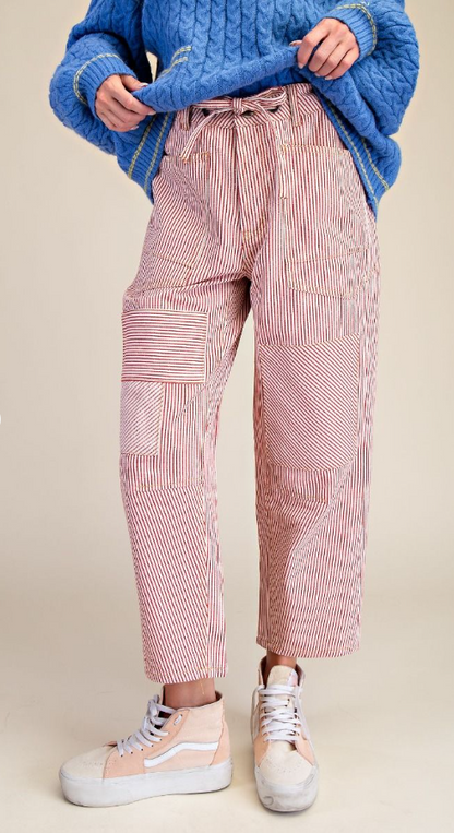 STRIPED WASHED TWILL LOW SLUNG JEANS