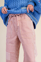 STRIPED WASHED TWILL LOW SLUNG JEANS