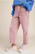 STRIPED WASHED TWILL LOW SLUNG JEANS