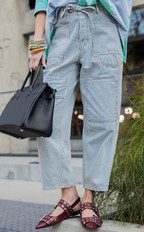 STRIPED WASHED TWILL LOW SLUNG JEANS