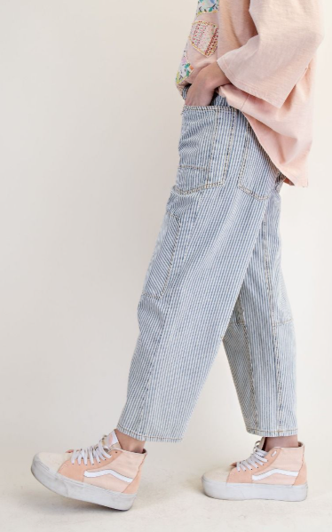 STRIPED WASHED TWILL LOW SLUNG JEANS
