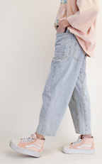 STRIPED WASHED TWILL LOW SLUNG JEANS