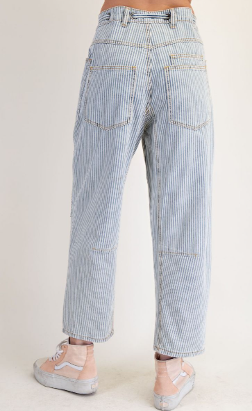 STRIPED WASHED TWILL LOW SLUNG JEANS