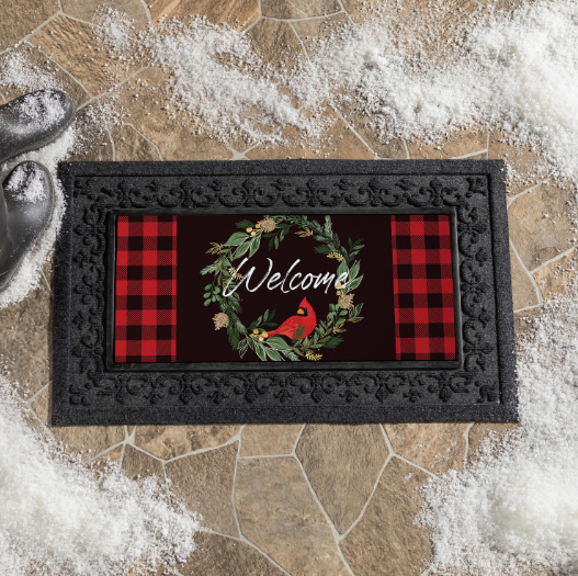 Welcoming Cardinal Wreath Sassafras Switch Mat