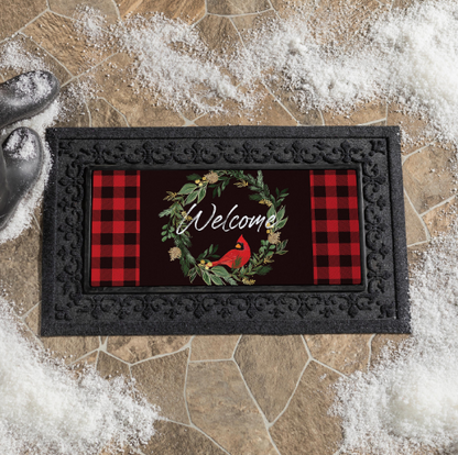 Welcoming Cardinal Wreath Sassafras Switch Mat