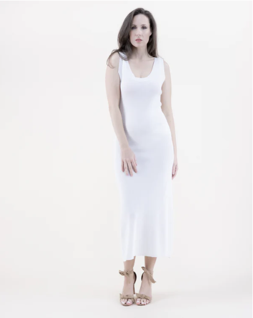 Neutral Sleeveless Dress Small Mesh Stitch Knit Dress