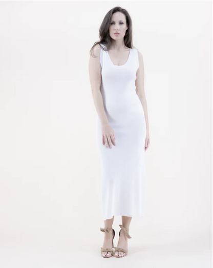 Neutral Sleeveless Dress Small Mesh Stitch Knit Dress