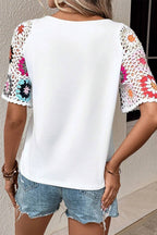 Missy Floral Crochet Short Sleeve Top
