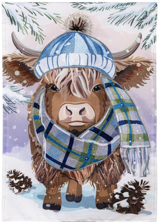 Winter Highland Cow Applique