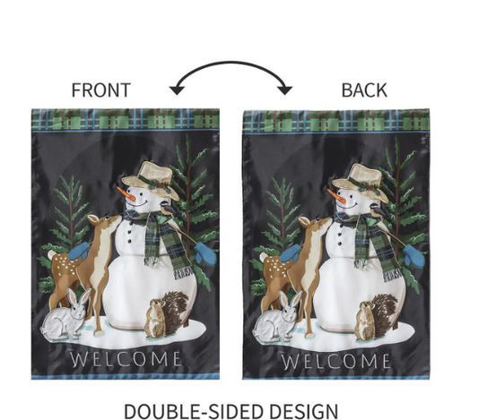 Woodland Snowman and Friends Applique Flag