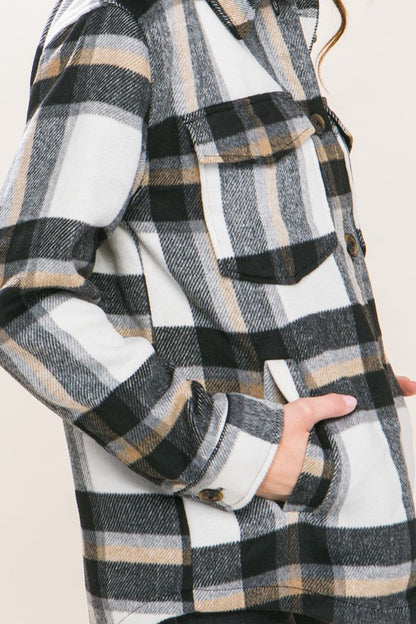 Wool Blend Plaid Button Up Shacket !