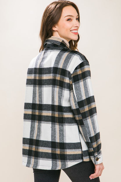 Wool Blend Plaid Button Up Shacket !